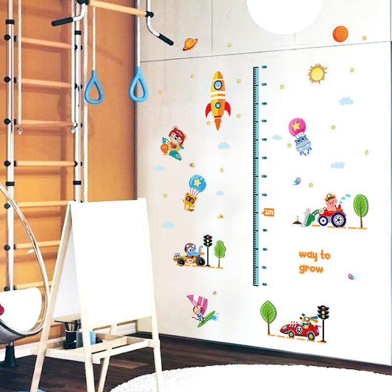 [Wall sticker ]Rocket Bulldozer Children Height Measurement Wall Stickers For Kids Rooms Nursery Dec