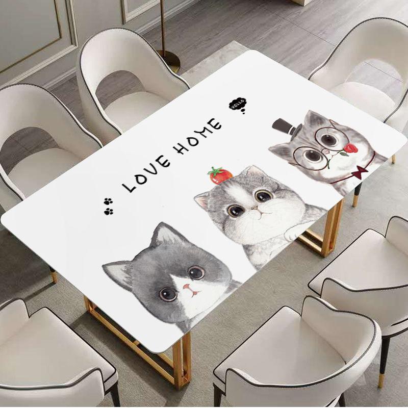 PVC Tablecloth 3D Three-dimensional Pattern Soft Glass Tablecloth Waterproof and Anti-scald Oil-proof Dining Table Coffee Table Table Mat