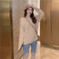 Sweater Women Loose Outer Wear Gentle Temperament Off-shoulder Long-sleeved Solid Color Pullover Sweater Top