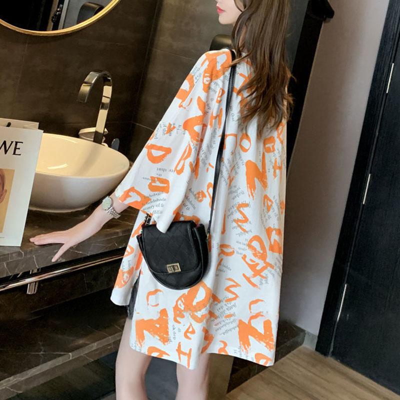 Women Summer O-neck Top T-shirt Printed Short-sleeved Loose Casual Tee