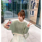 Autumn Cocoon Fashion Sweater Loose Outer Wear Casual Jacket Short Striped Sweater Sweater