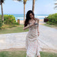 Floral Pearl Sling Dress Summer Mid-length Split Sweet First Love Dress