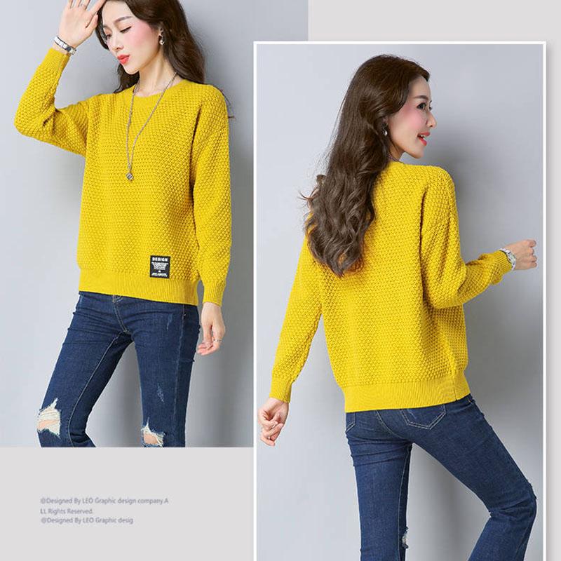 Spring and Autumn Round Neck Knit Bottoming Shirt Pullover Short Loose Top Fashion All-match Female Sweater