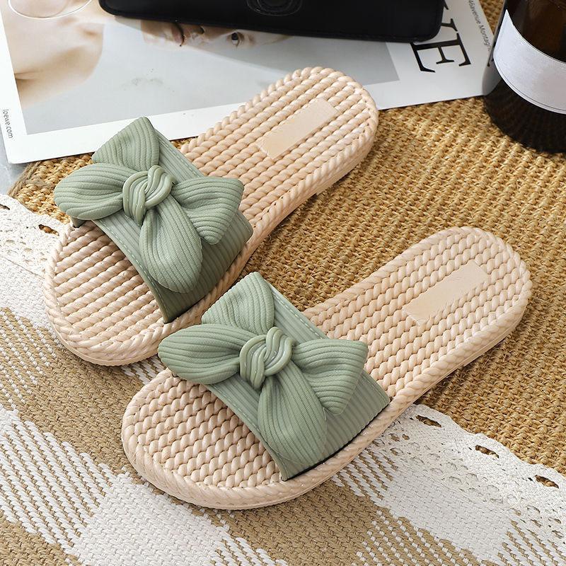 2021 New Summer Slippers Women's Outer Wear Fashion Bows All-match Non-slip Sandals Ladies Slippers