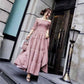 Women Off Shoulder Floral Camisole Dress Short-sleeved Long A-line Vacation Beach Dress