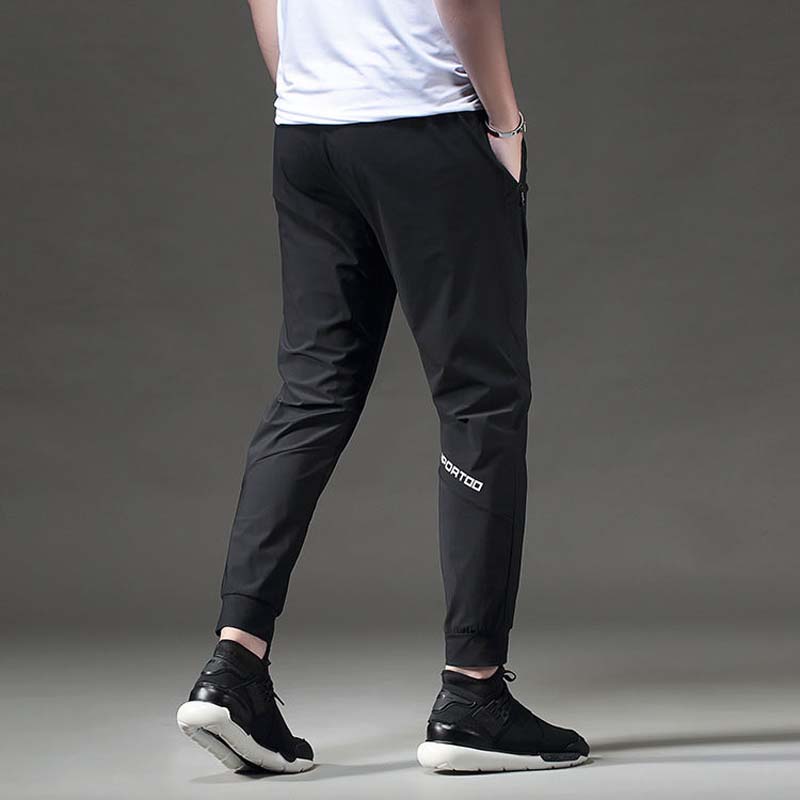 Lightweight Ice Silk Sports Trousers Loose Quick-drying Pockets Zipper Training Leisure Fitness Trousers