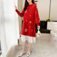 Autumn and Winter Snowflake Christmas Maternity Clothes Long Sleeve Dress Mid-length  Loose Plus Size Round Neck Knitted Skirt