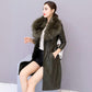 Winter Women's Coat Keep Warm with Fur Fox Collars Slim Female Leather Jacket  Plus Size Overcoat