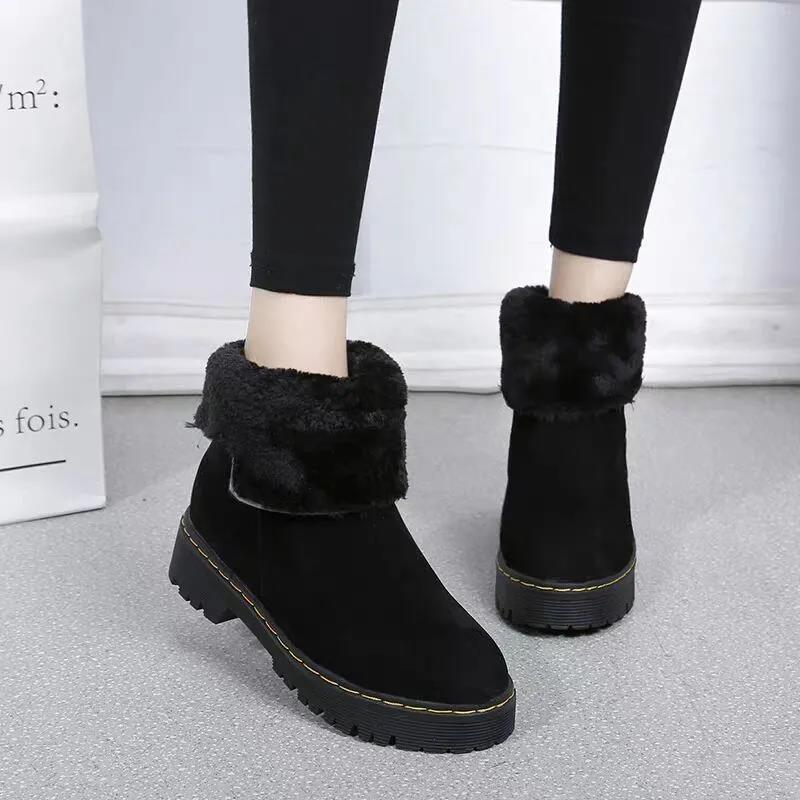 Women's Korean Autumn and Winter Models Plus Velvet Warm Cotton Shoes Flat Non-slip Short Boots