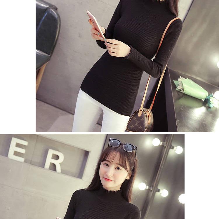 Multi-color Optional Turtleneck Sweater Women's Long-sleeved Slim Sweater Bottoming Shirt