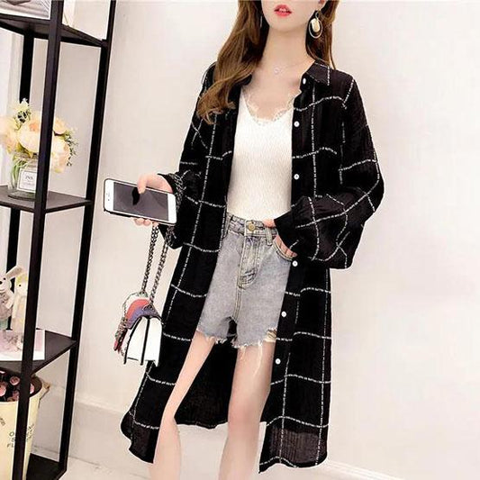 Women's Spring Large Size Long Shirt Cardigan Female Summer Autumn Long Sleeve Loose Sun Protection Clothing