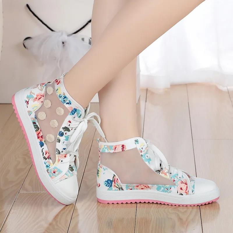 Summer Leisure Net Shoes Female Students Breathable Mesh Sneakers Mesh Hollow White Shoes