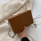 Women Box Bag Print Casual Clutch Purse Shoulder Crossbody Bags Weave Pattern Metal Chain Pu Leather