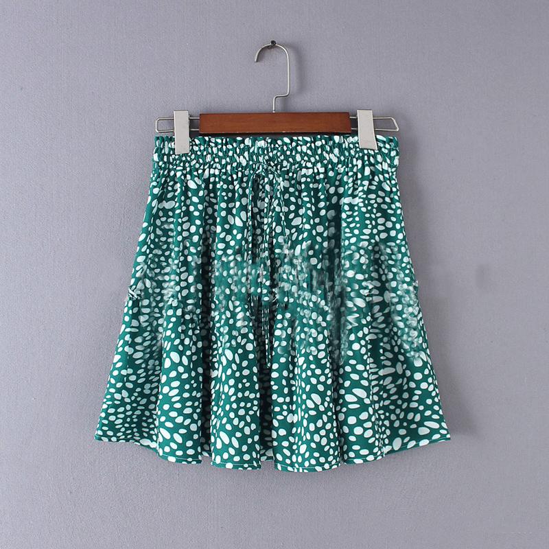 Sexy Leopard Pleated Skirts Mini Boho Elastic High Waist Ruffles Elastic Waist High Above The Knee Skirt