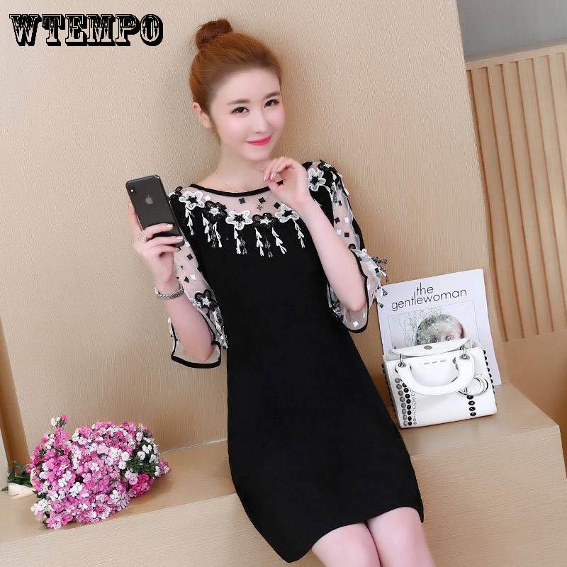 Slim Midi Dress Lace Loose Style