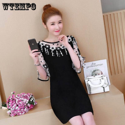 Slim Midi Dress Lace Loose Style