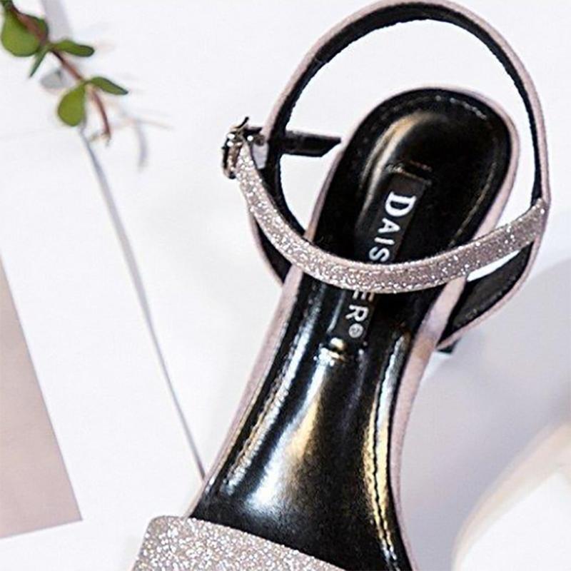 Korean Women's Sandals High Heel Stiletto Ladies Sandals Fashion All-match Buckle with Cat Heel Women's Shoes