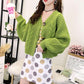 Autumn and Winter Cropped Woolen Coat Casual High Waist Loose Top Retro Cardigan Women Sweater
