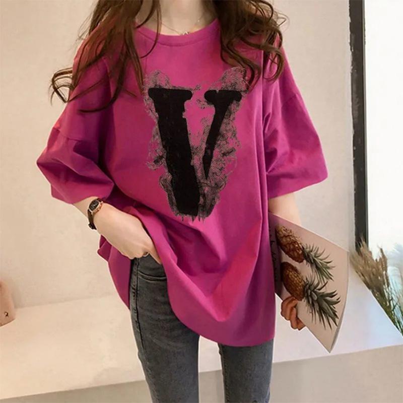 Printed Short-sleeved T-shirt Women's Summer Mid-length Loose Half-sleeved Bottoming Shirt Casual Round Neck Top Trendy