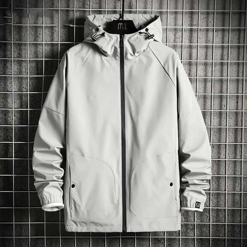 Men's Jacket Spring and Autumn Men's Jacket Simple Versatile Hooded Solid Color Casual Top Clothes
