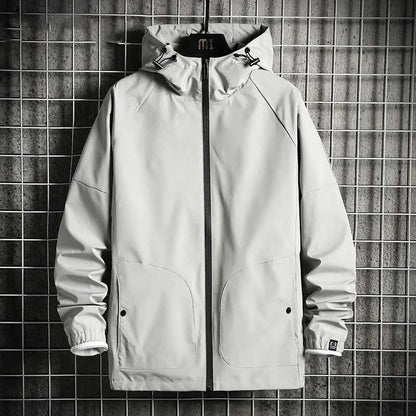 Men's Jacket Spring and Autumn Men's Jacket Simple Versatile Hooded Solid Color Casual Top Clothes