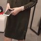 Plus Velvet Thick Mid-length Close-fitting Sweater for Female Students Loose-fitting Half-high Neck Sweater Skirt Knitted Bottoming Shirt