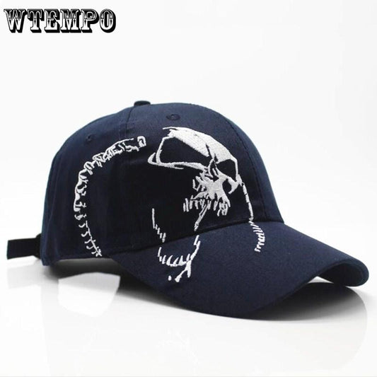 High Quality Unisex 100% Cotton Outdoor Baseball Cap Skull Embroidery Snapback Fashion Sports H