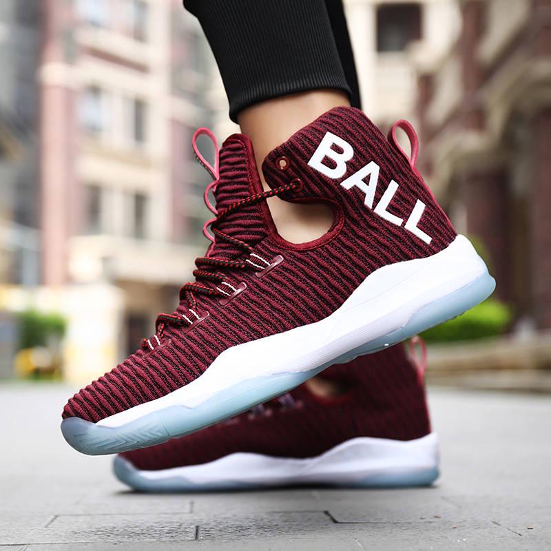 Basketball shoes men's breathable high-top sneakers men's wild casual flying woven mesh sneakers