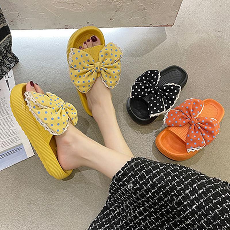 Western Style Sandals Female Summer Fashion Outer Wear with 4cm Slippers Step on Shit Sense Student Cute Bow