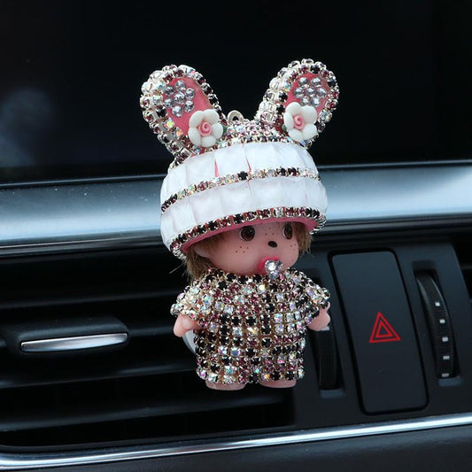 Crystal Rabbit Ears Doll Aroma Diffuser Car Creative Decoration Accessories Air Conditioning Outlet Plug-in