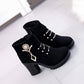 Ankle Boots Women Platform High Heels Buckle Shoes Crystal Tassel Short Boot Ladies Casual Footwear