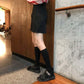 XS-2XL Pofulove Black Anti-light Skirt Student Irregular High Waist Thin Sexy A-line Split Skirts