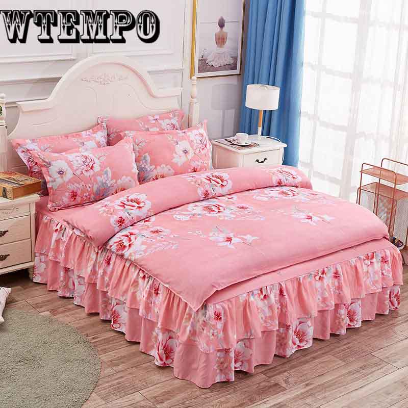 Printed Quilt Cover Bedroom Bedding Homeware Set Bed Four-piece Comfort Cotton Bed Sheet