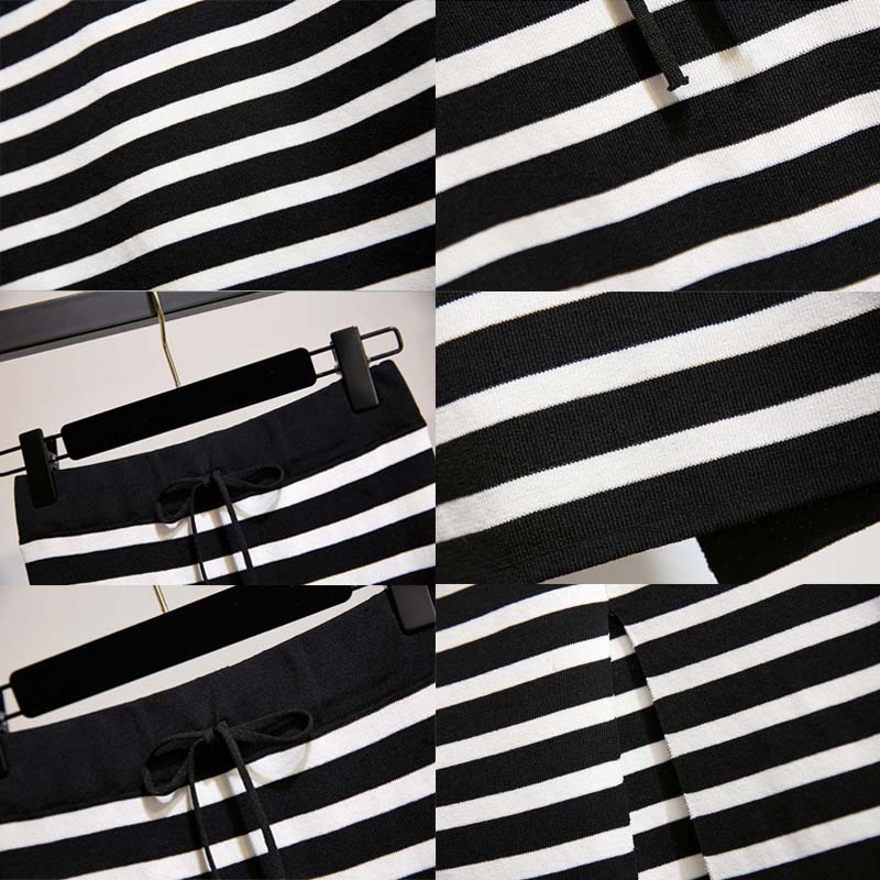 Autumn and Winter Fashion Women's Knitted Black and White Skirts Slim Mid-length Slim High-waist Split Hip Skirt