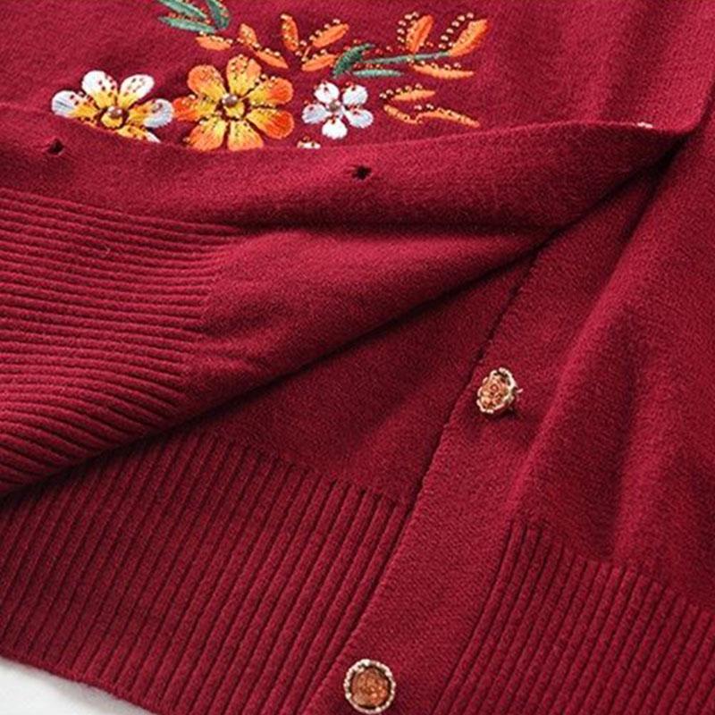 Cardigan Embroidered Jacket for Spring and Autumn Sweater for Autumn and Winter Knit Long Sleeves