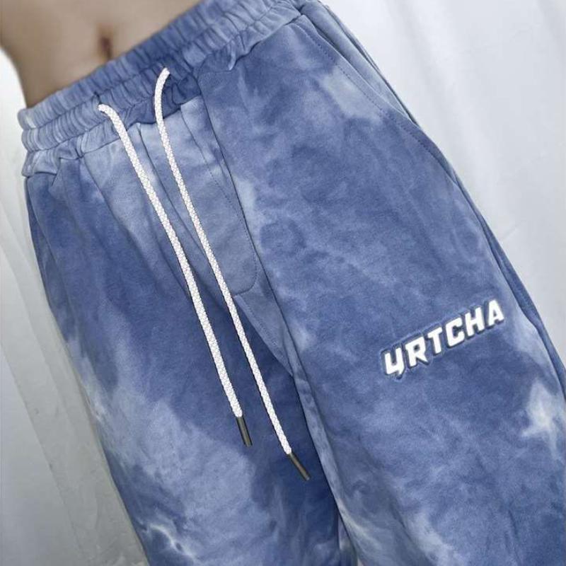Summer Extra-large Wide-leg Pants Loose Slim Straight-leg Pants European and American Style Tie-dye Casual Sports Pants