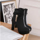 Sweet Ladies Booties Rhinestone Bow Side Zipper High Heel Ankle Boots Female Winter Plush Boots