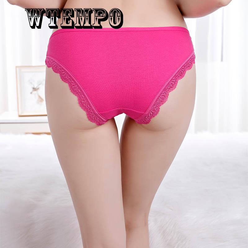 WTEMPO 6 Pcs/Lot Woman Intimate hot lace underpants Brief Soft Cotton Women thongs Panties Low Waist