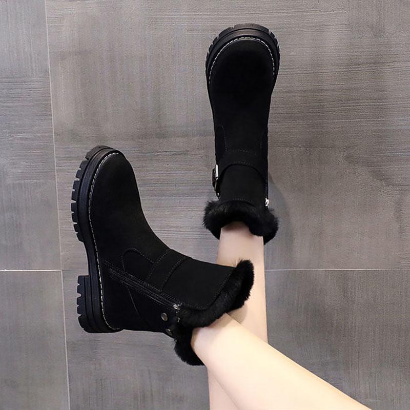 Winter Tube Snow Boots Woman Fur Plus Velvet Thick Bottom Anti-slip Wool Warm Cotton Shoes Winter Boots