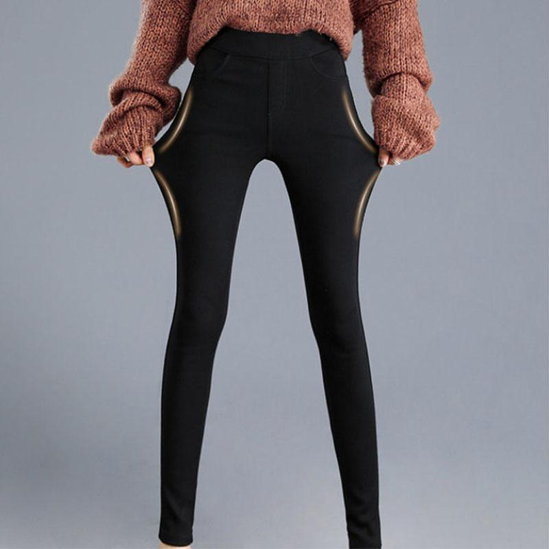 Tall Lengthened Pants Women's High Waist Plus Velvet Thickened Leggings Women's Outer Wear Winter Pencil Trousers with Small Feet