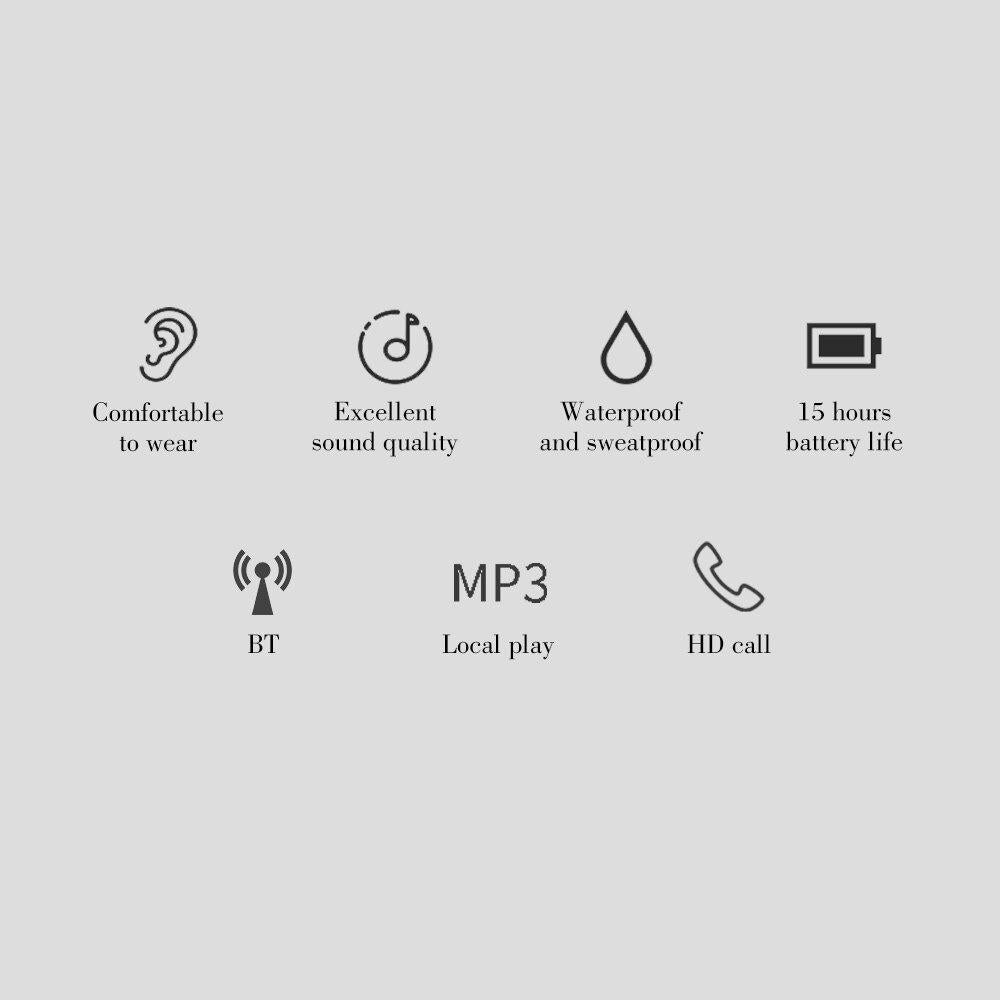 Portable Wireless Headphone Bone Conduction Bluetooth V5.0 Cordless Sport Earphones for Ios Android