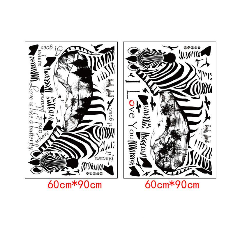 [Wall sticker ]2 Zebra Sketch Animals Wall Stickers For Kids Rooms Home Decor Living Room Bedroom Ki