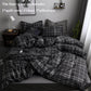 Four-piece Cotton Striped Simple Intellectual Style Bed Sheet Quilt Cover Pillowcase Set Household Bedding Double Bed