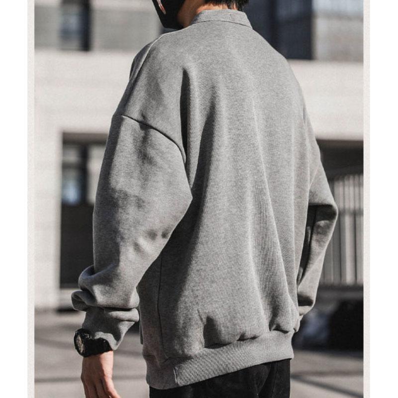 Winter Stand-up Collar Warm and Comfortable Sweater Men's Long-sleeved Casual Hoodless Jacket All-match Solid Color Top