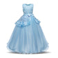 Girls Long Princess Dress Skirt Mopping Dress Net Gauze Tutu Skirt Floral Middle-aged Child Dress Performance Dress