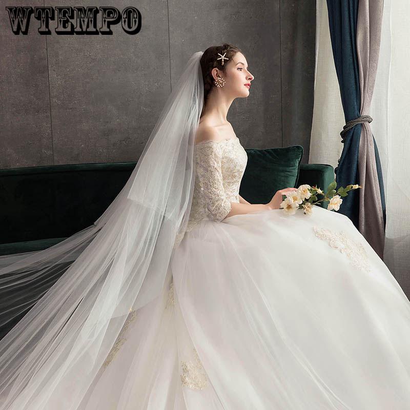 Lace off shoulder Lace Tulle Wedding Dresses Bridal Gown Bohemian Wedding Gowns robe de mariage