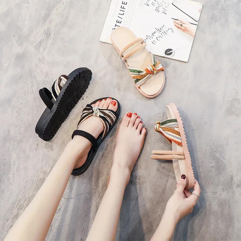 Summer Two-wear Sandals Female Fashion All-match Korean Fairy Style Students Rome Flat Beach