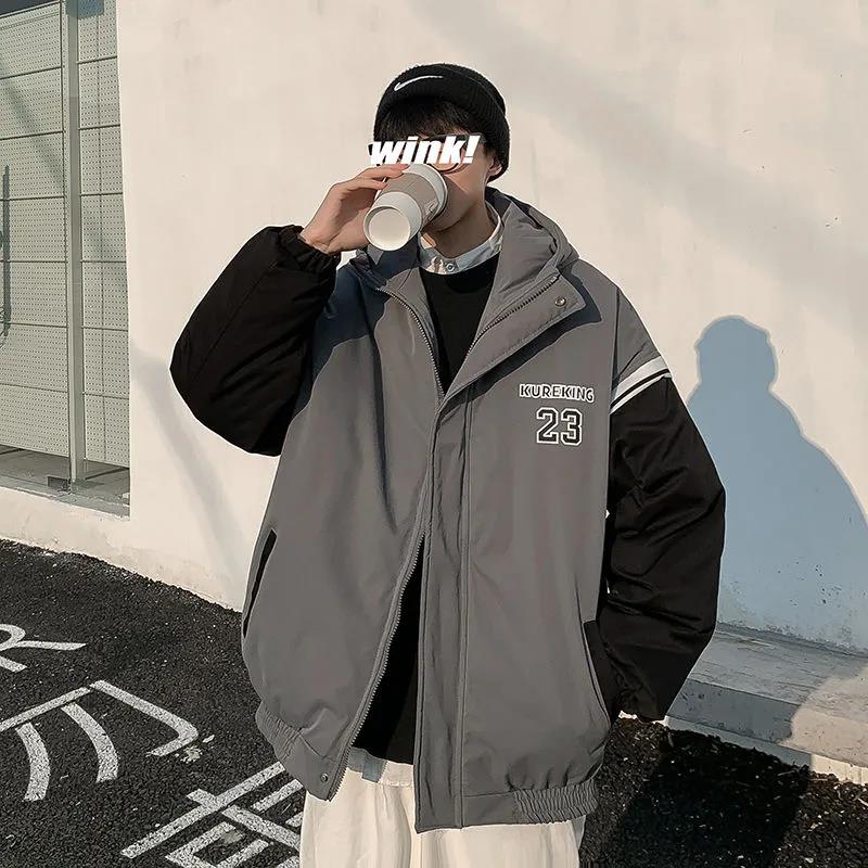 Winter Bakery Clothes Men's Loose Short Hooded Cotton-padded Jacket Trend Thicker Padded Jacket