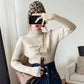 Half-high Collar Bronzing Alphabet Knit Base Shirt Ladies Wild Loose Pullover Tide