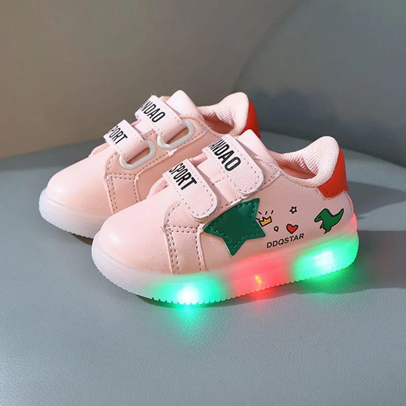 Children's Light Shoes Baby Shoes Spring and Autumn Boys' and Girls' Small White Shoes Anti-skid Middle and Small Children's Sports Walking Shoes